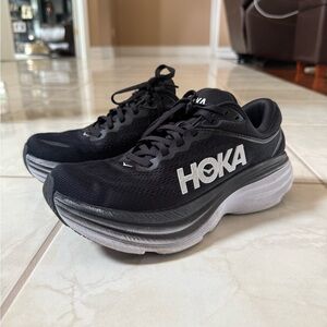 Hoka One One Bondi 8 Black and White Sneakers